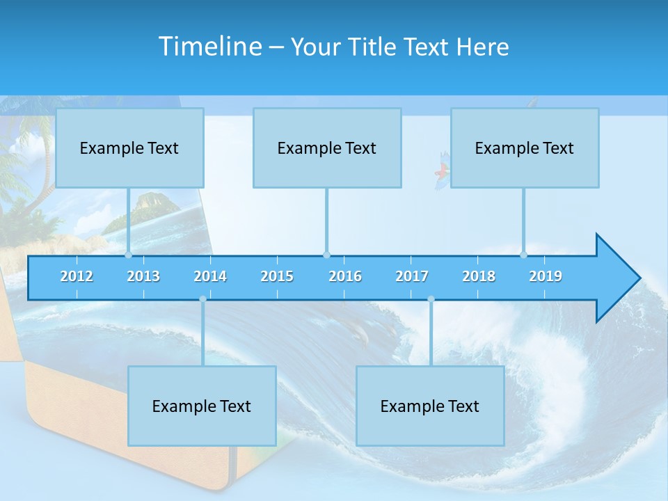 An Open Book With A Picture Of A Beach On It PowerPoint Template