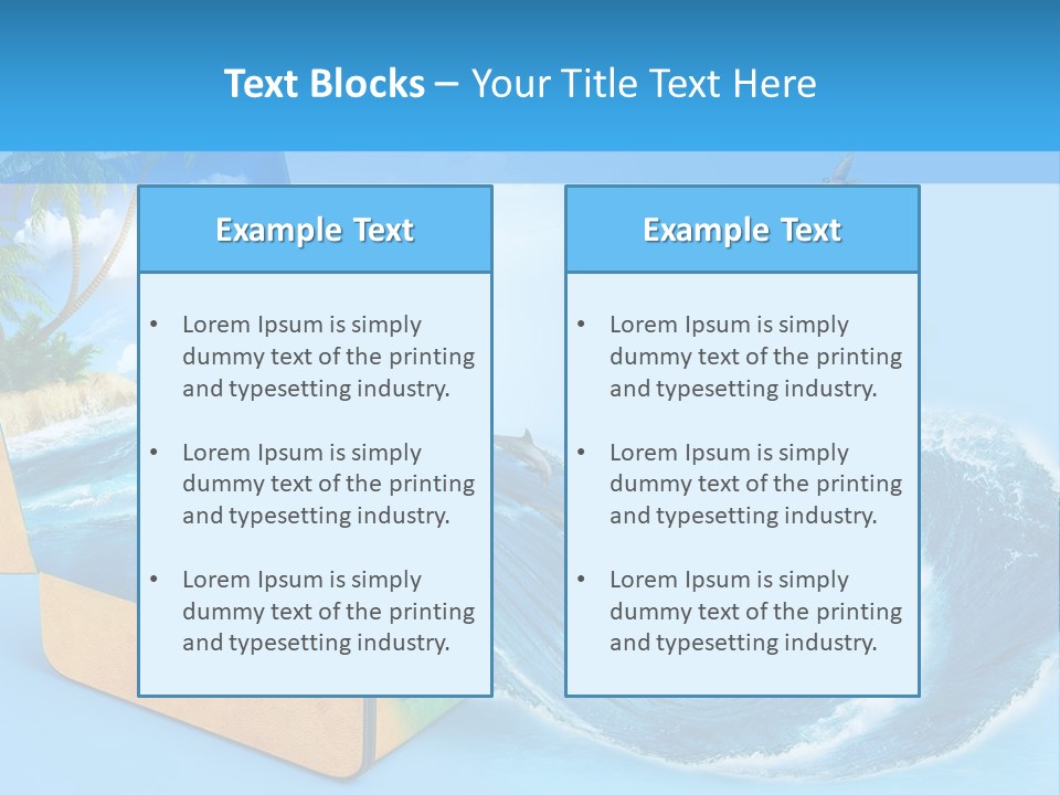 An Open Book With A Picture Of A Beach On It PowerPoint Template