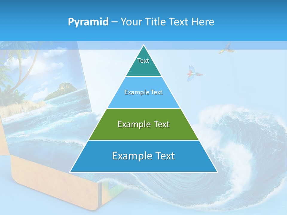 An Open Book With A Picture Of A Beach On It PowerPoint Template