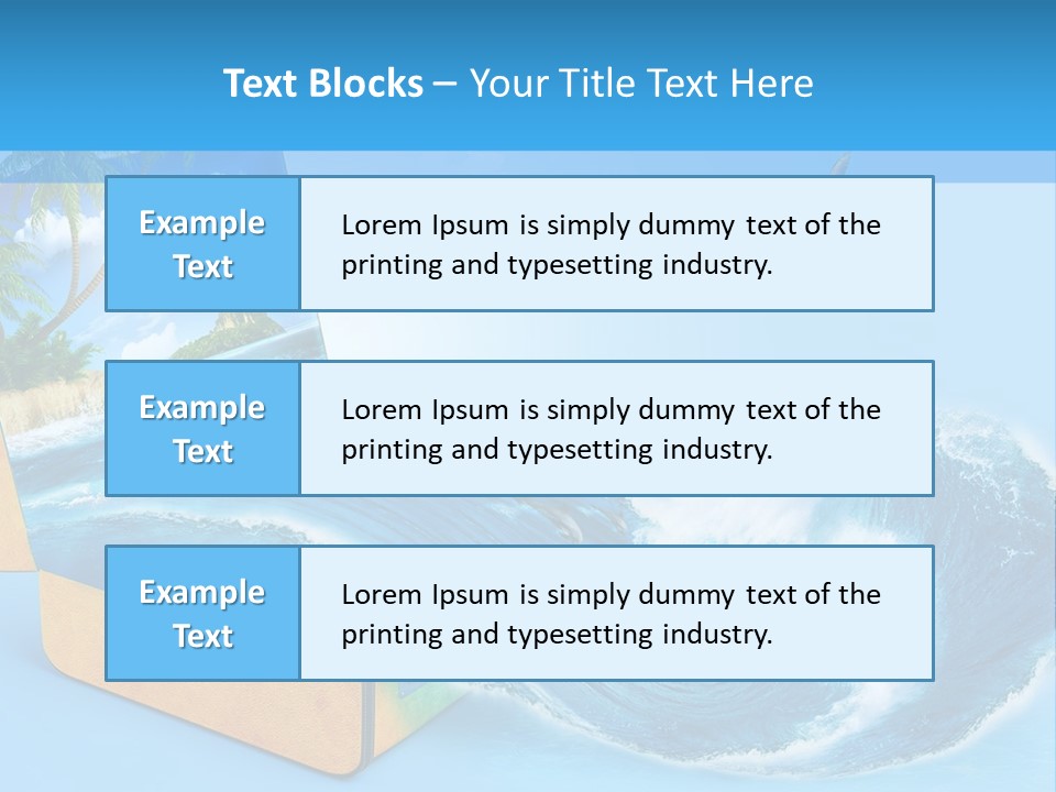 An Open Book With A Picture Of A Beach On It PowerPoint Template