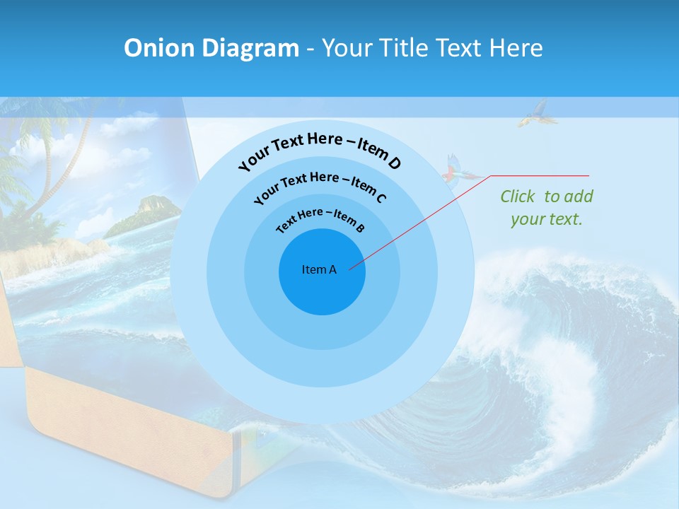 An Open Book With A Picture Of A Beach On It PowerPoint Template