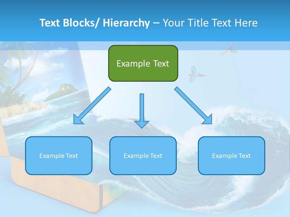 An Open Book With A Picture Of A Beach On It PowerPoint Template