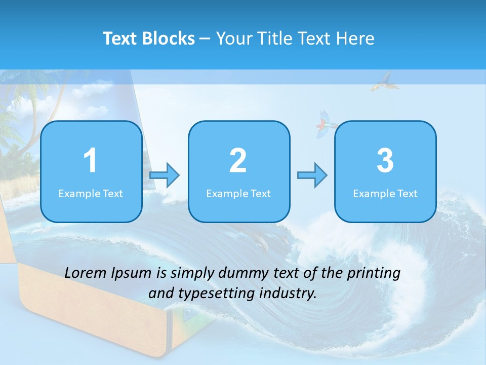 An Open Book With A Picture Of A Beach On It PowerPoint Template