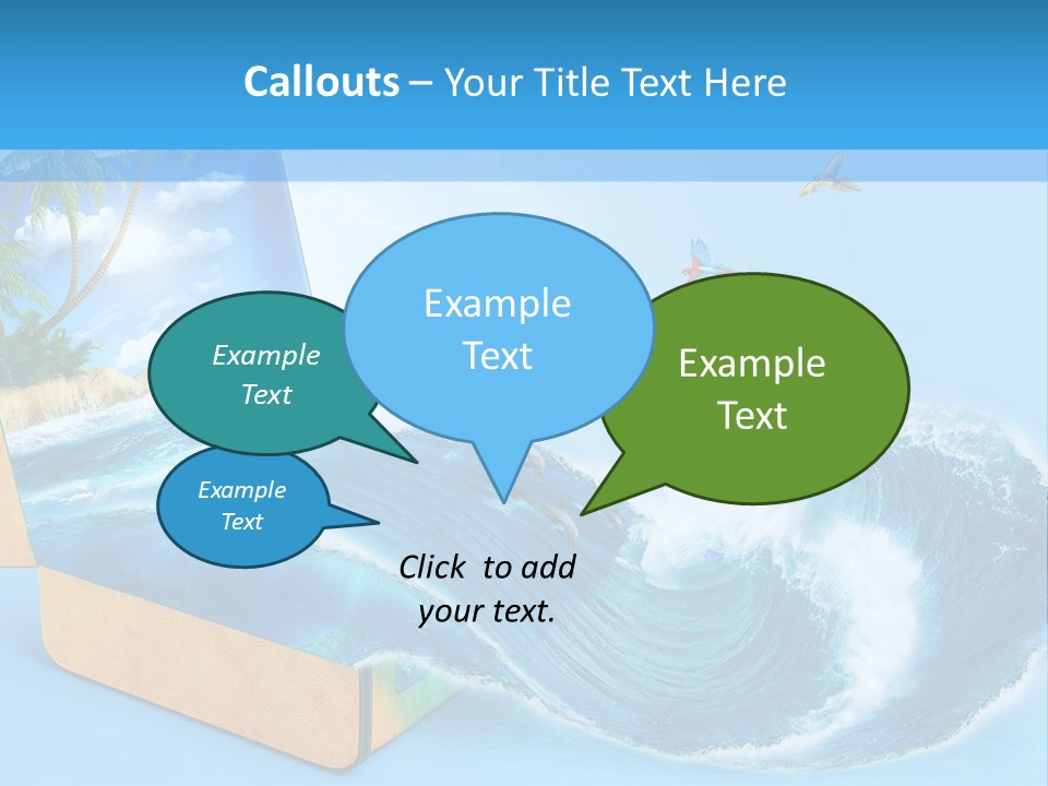 An Open Book With A Picture Of A Beach On It PowerPoint Template