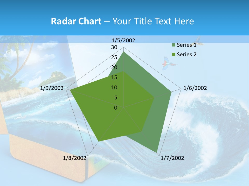 An Open Book With A Picture Of A Beach On It PowerPoint Template