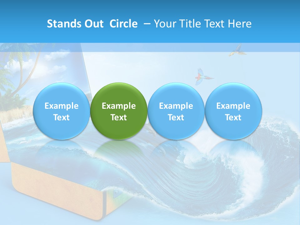 An Open Book With A Picture Of A Beach On It PowerPoint Template