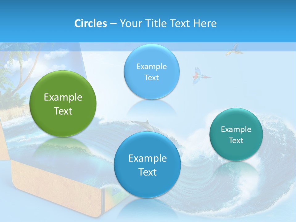 An Open Book With A Picture Of A Beach On It PowerPoint Template