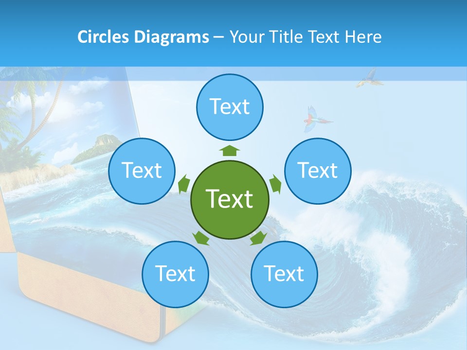 An Open Book With A Picture Of A Beach On It PowerPoint Template