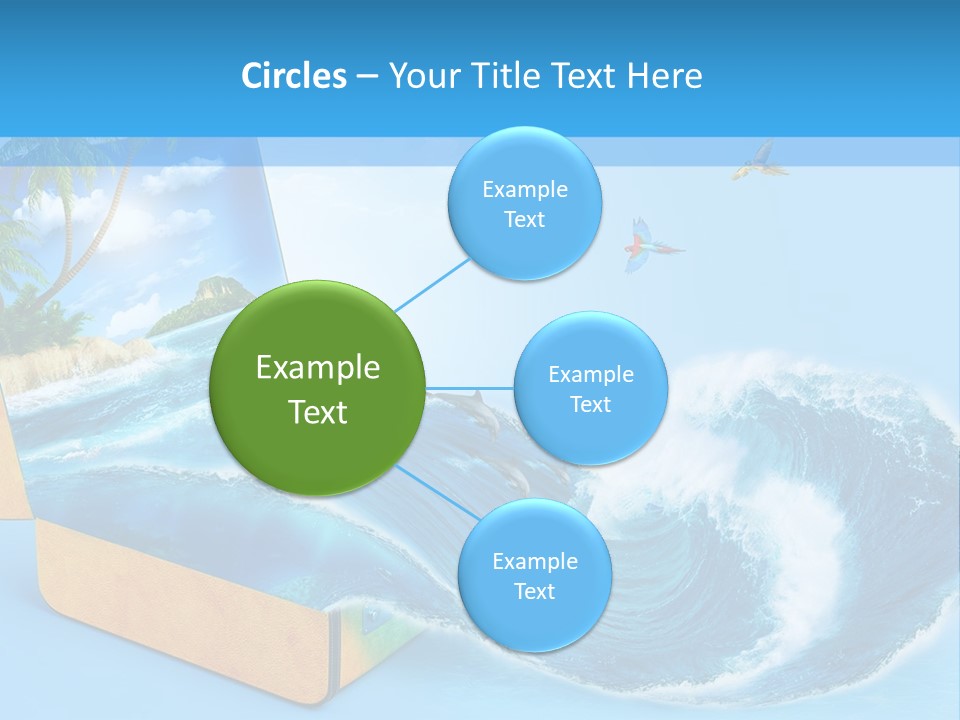An Open Book With A Picture Of A Beach On It PowerPoint Template
