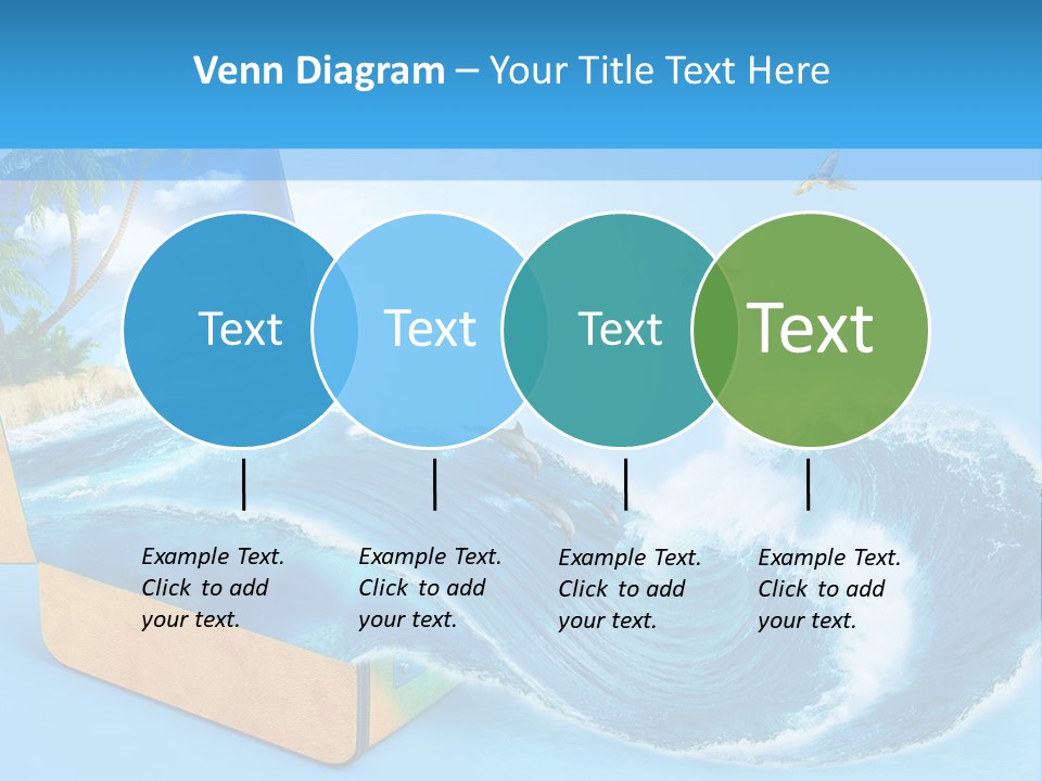 An Open Book With A Picture Of A Beach On It PowerPoint Template