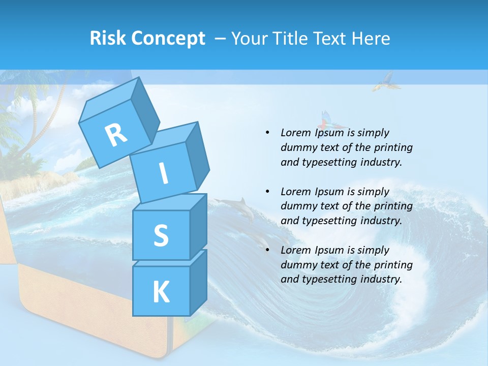 An Open Book With A Picture Of A Beach On It PowerPoint Template