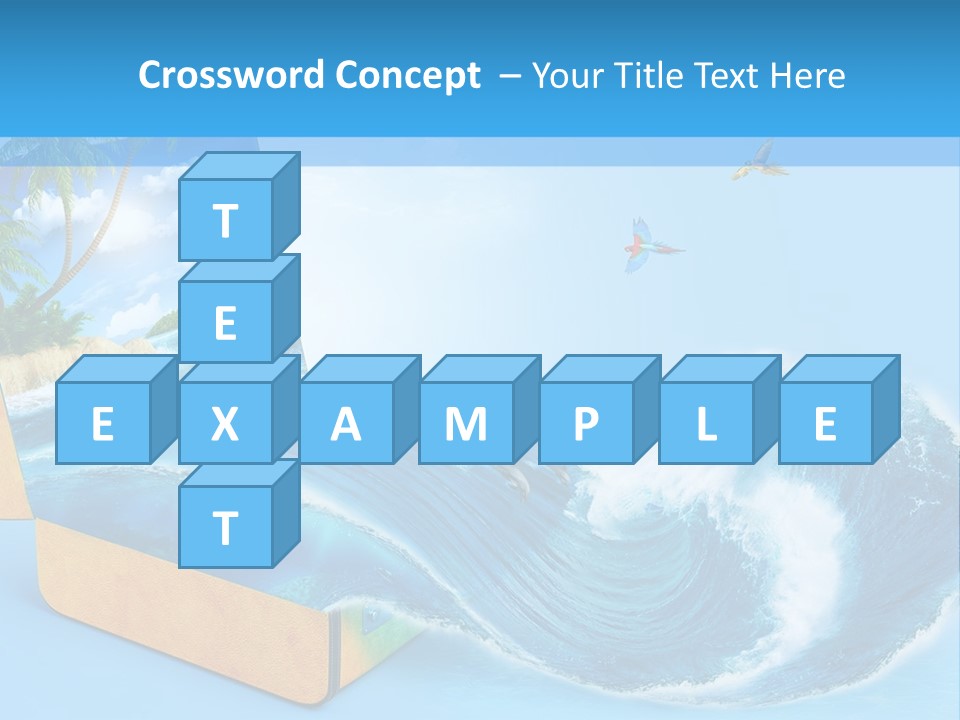 An Open Book With A Picture Of A Beach On It PowerPoint Template