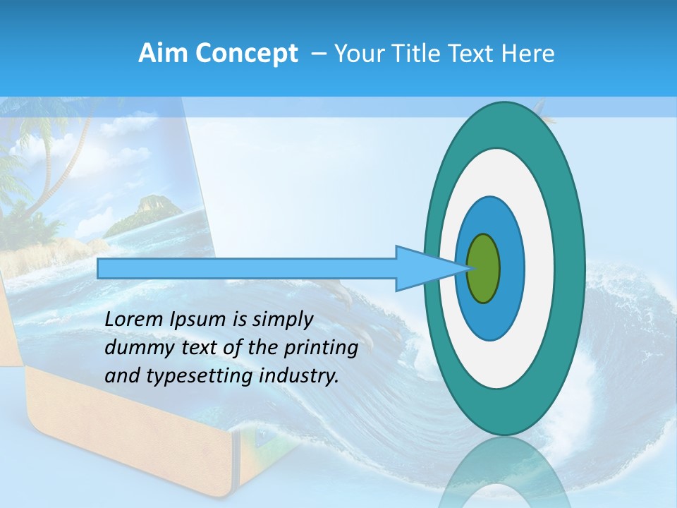 An Open Book With A Picture Of A Beach On It PowerPoint Template