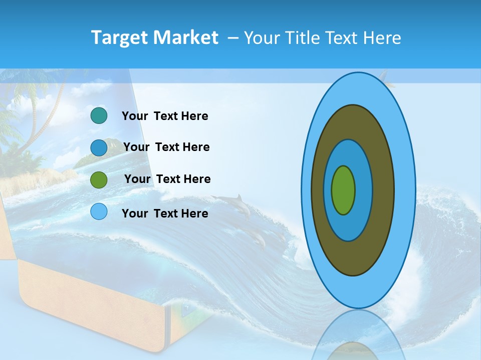 An Open Book With A Picture Of A Beach On It PowerPoint Template