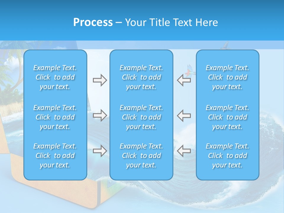 An Open Book With A Picture Of A Beach On It PowerPoint Template