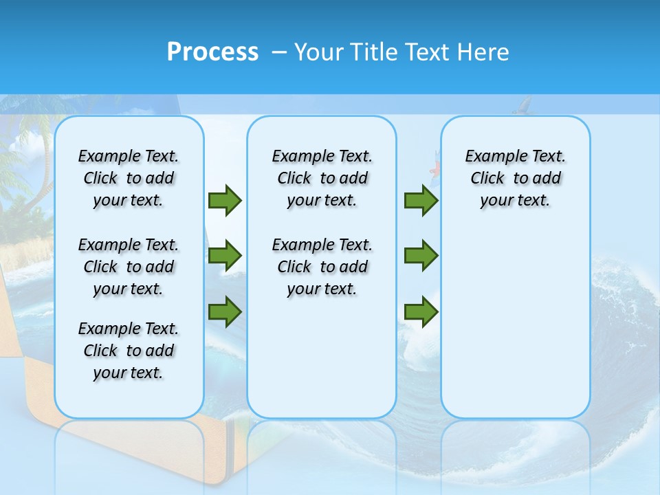 An Open Book With A Picture Of A Beach On It PowerPoint Template