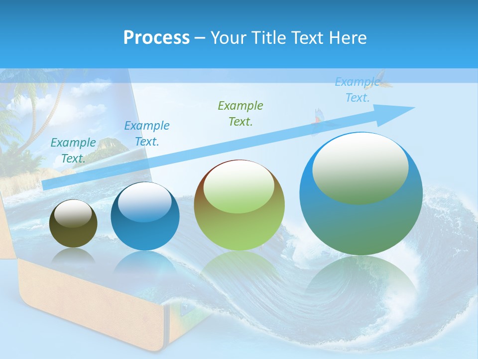 An Open Book With A Picture Of A Beach On It PowerPoint Template