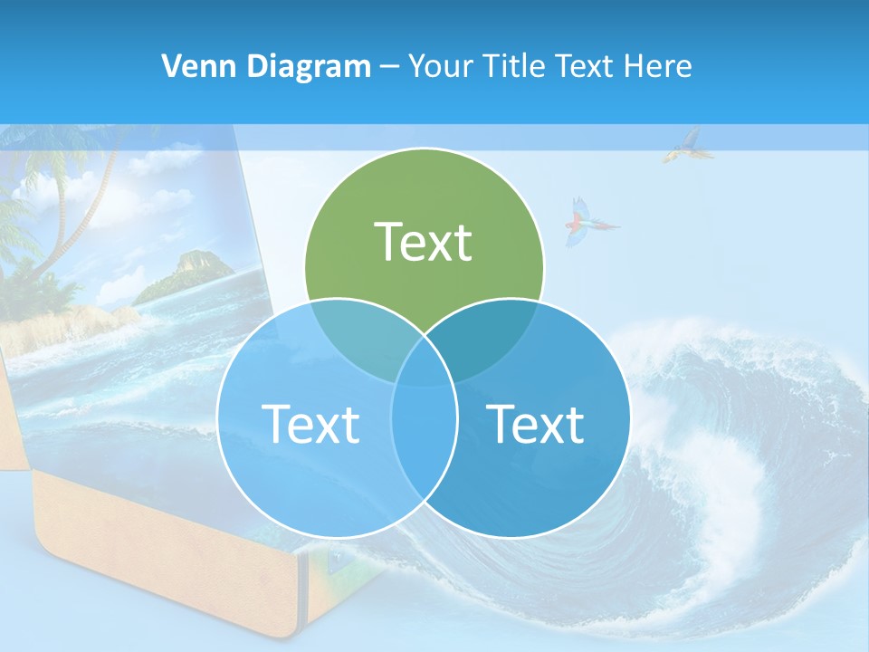 An Open Book With A Picture Of A Beach On It PowerPoint Template