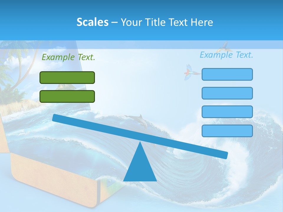 An Open Book With A Picture Of A Beach On It PowerPoint Template