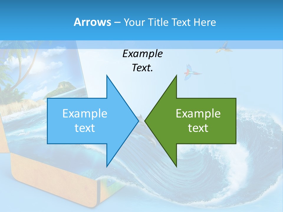 An Open Book With A Picture Of A Beach On It PowerPoint Template