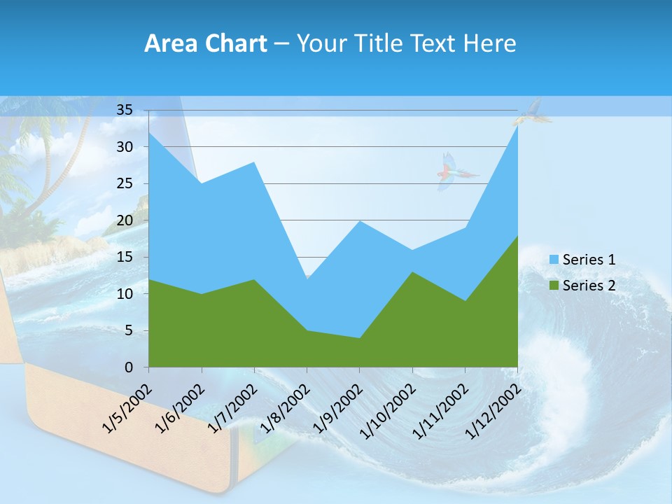 An Open Book With A Picture Of A Beach On It PowerPoint Template
