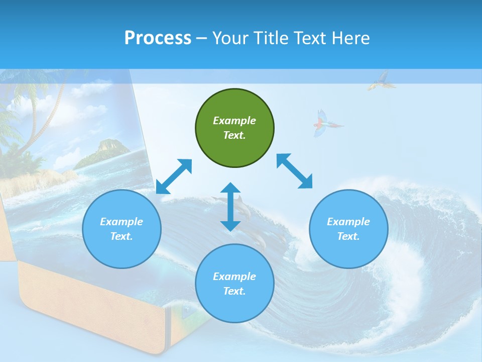 An Open Book With A Picture Of A Beach On It PowerPoint Template