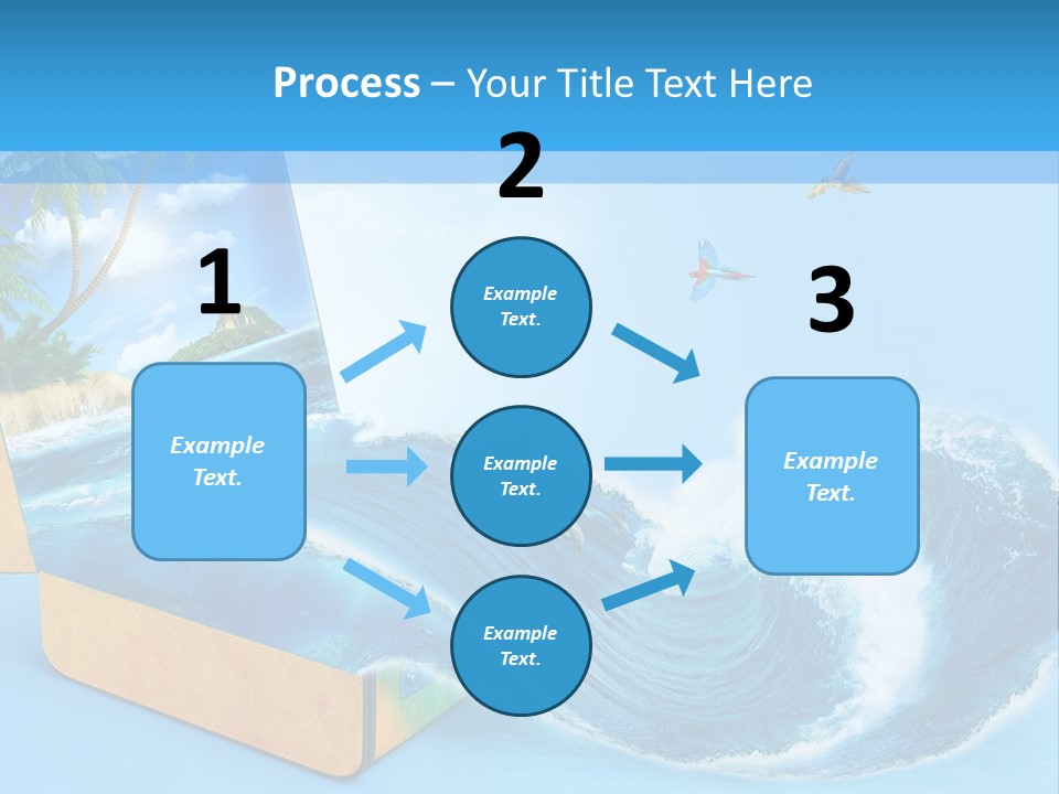 An Open Book With A Picture Of A Beach On It PowerPoint Template