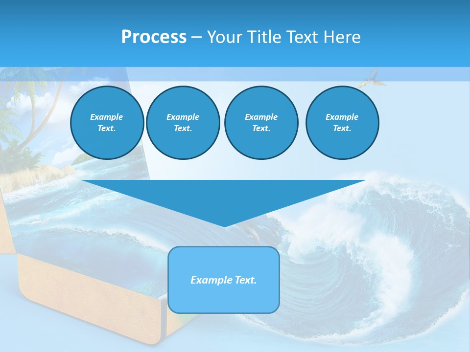 An Open Book With A Picture Of A Beach On It PowerPoint Template
