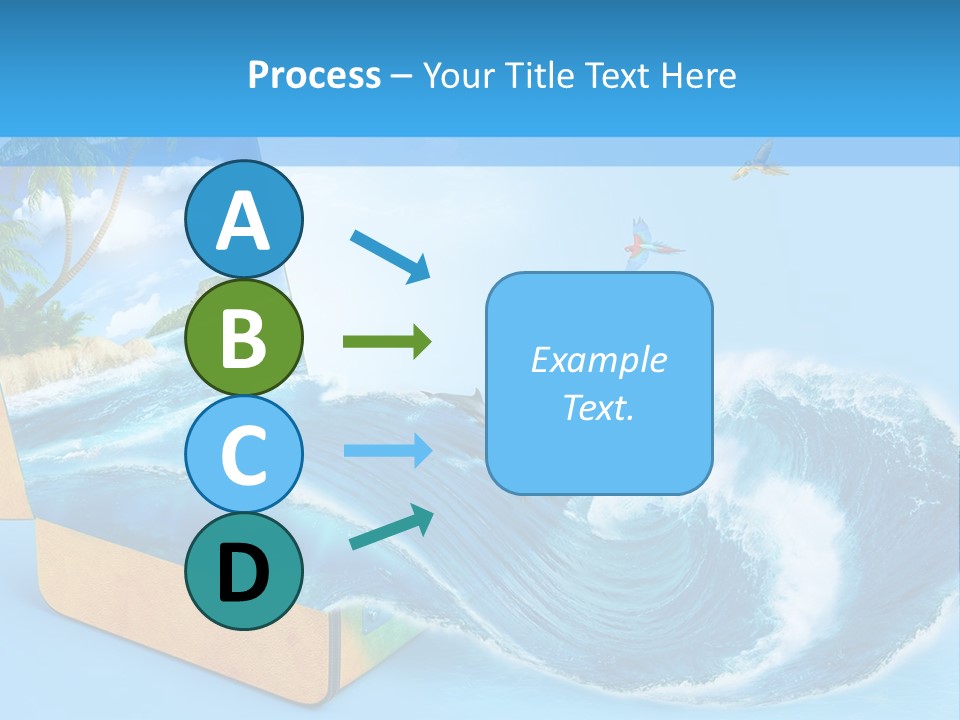 An Open Book With A Picture Of A Beach On It PowerPoint Template