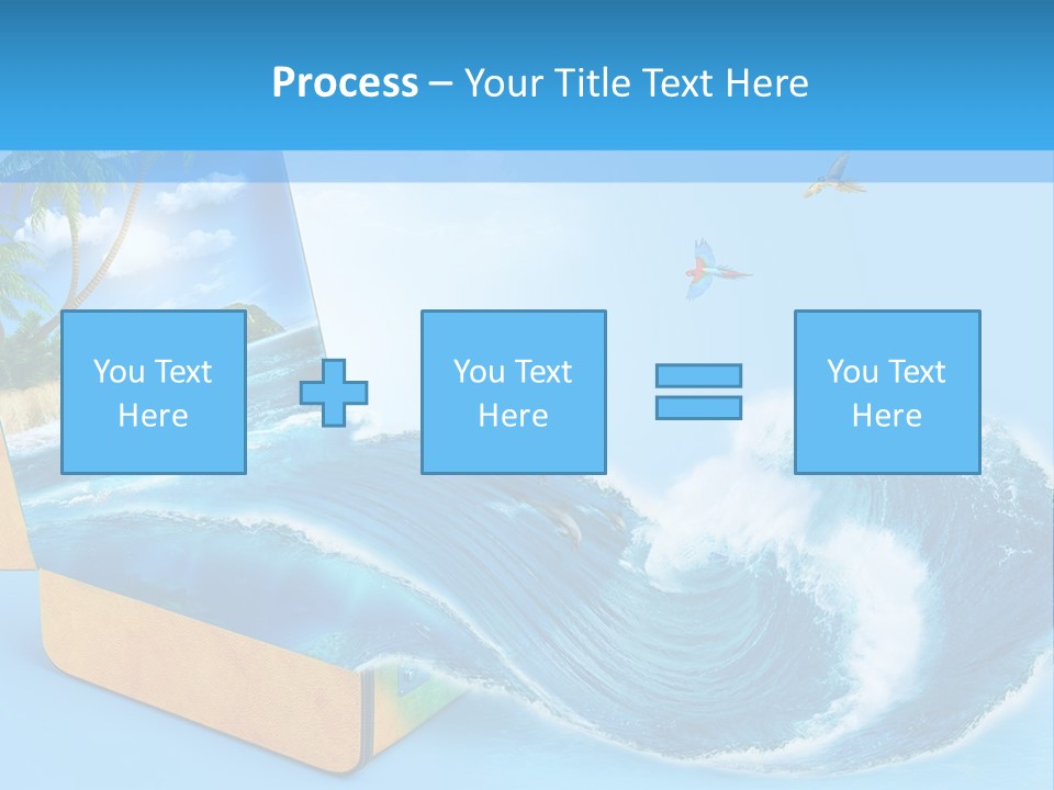 An Open Book With A Picture Of A Beach On It PowerPoint Template