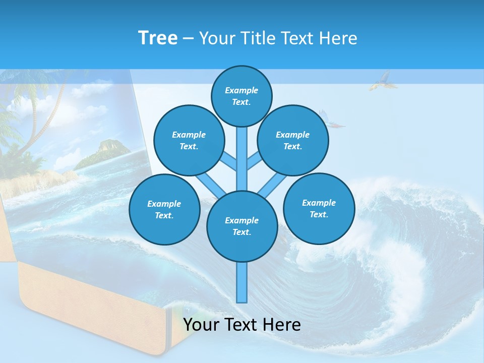 An Open Book With A Picture Of A Beach On It PowerPoint Template