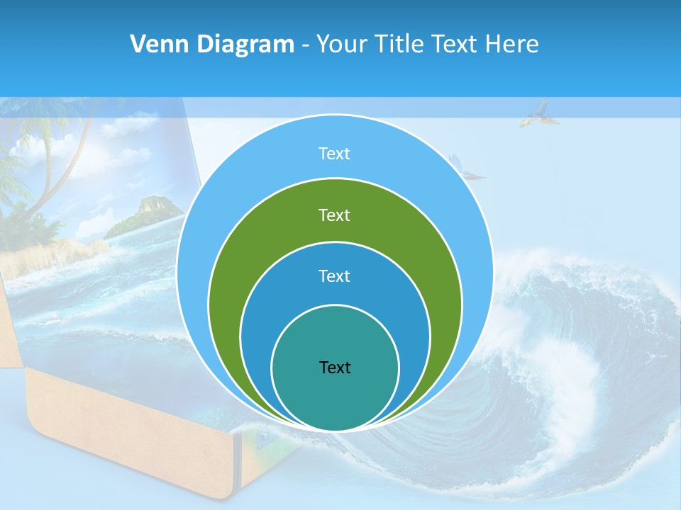An Open Book With A Picture Of A Beach On It PowerPoint Template