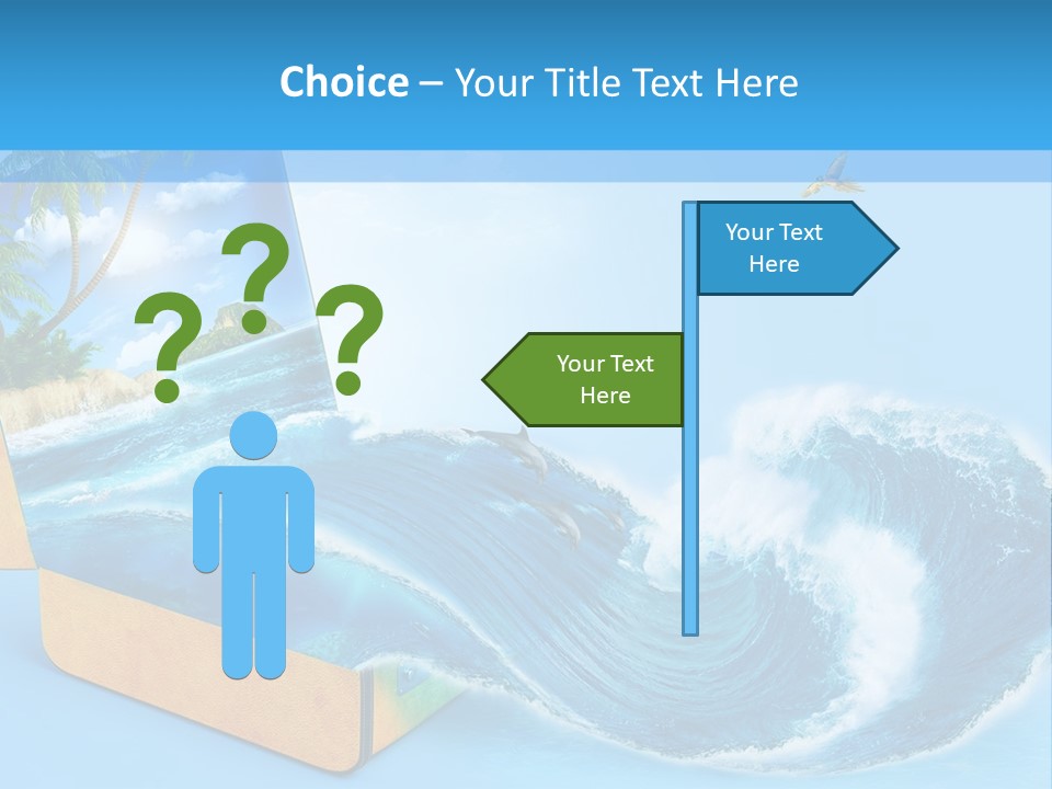 An Open Book With A Picture Of A Beach On It PowerPoint Template