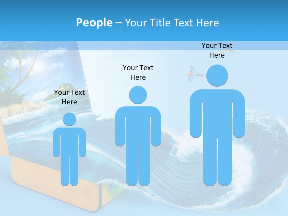 An Open Book With A Picture Of A Beach On It PowerPoint Template