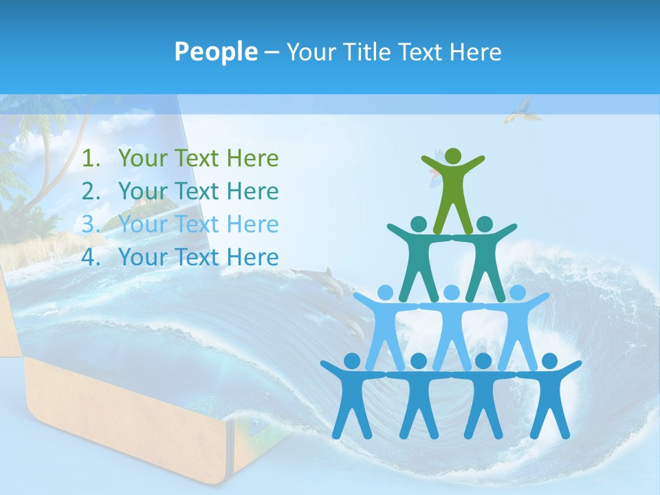 An Open Book With A Picture Of A Beach On It PowerPoint Template