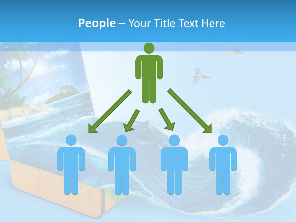 An Open Book With A Picture Of A Beach On It PowerPoint Template