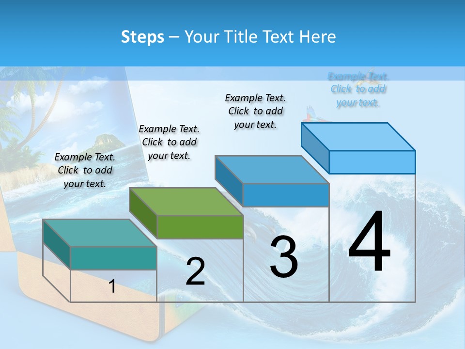 An Open Book With A Picture Of A Beach On It PowerPoint Template