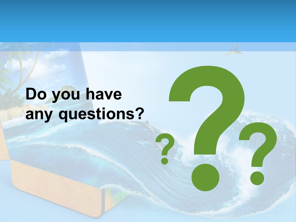 An Open Book With A Picture Of A Beach On It PowerPoint Template