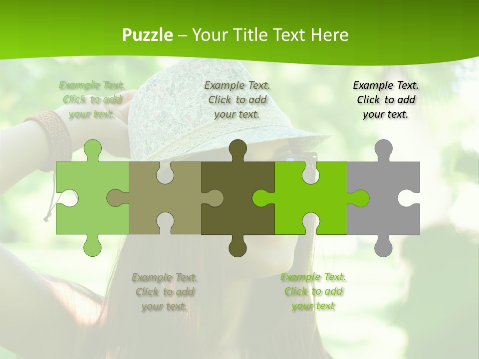 A Woman Wearing Sunglasses And A Hat With A Green Background PowerPoint Template