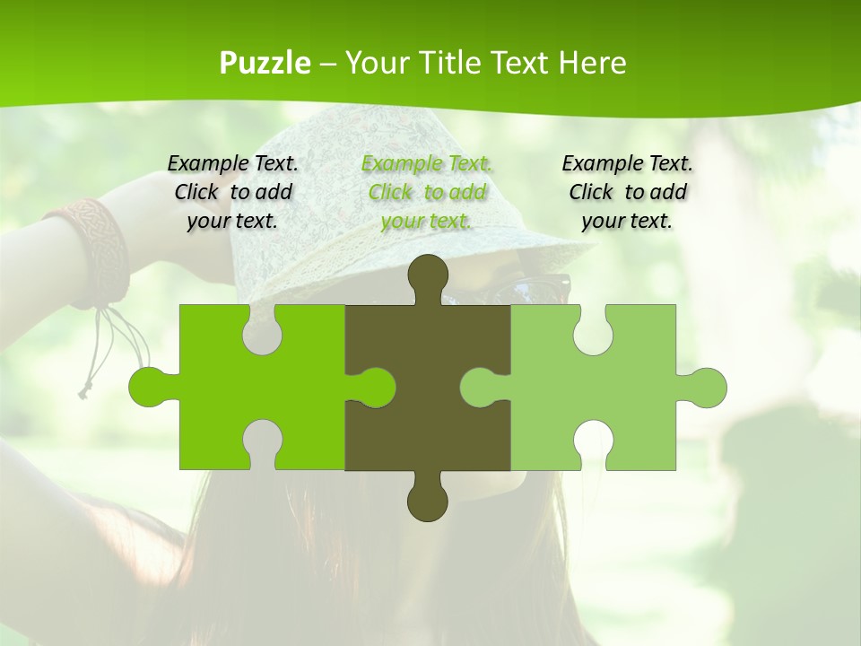 A Woman Wearing Sunglasses And A Hat With A Green Background PowerPoint Template