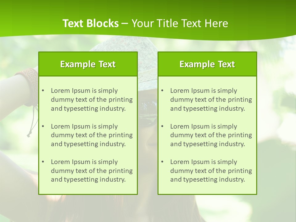 A Woman Wearing Sunglasses And A Hat With A Green Background PowerPoint Template