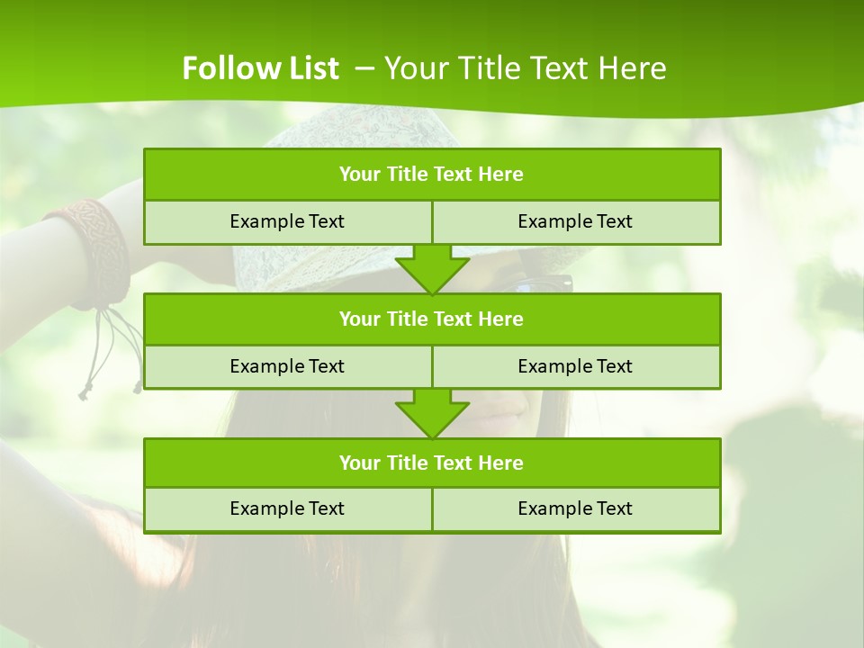 A Woman Wearing Sunglasses And A Hat With A Green Background PowerPoint Template