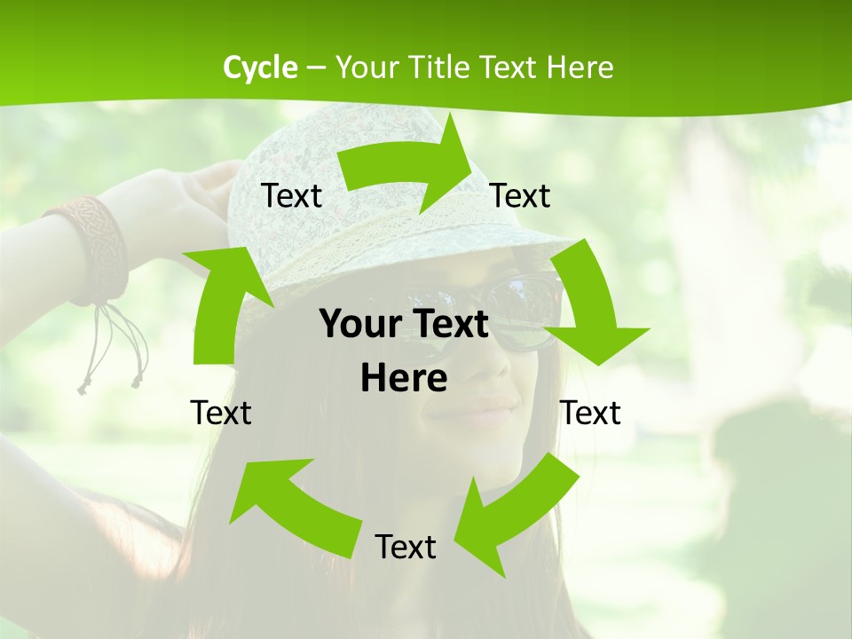 A Woman Wearing Sunglasses And A Hat With A Green Background PowerPoint Template