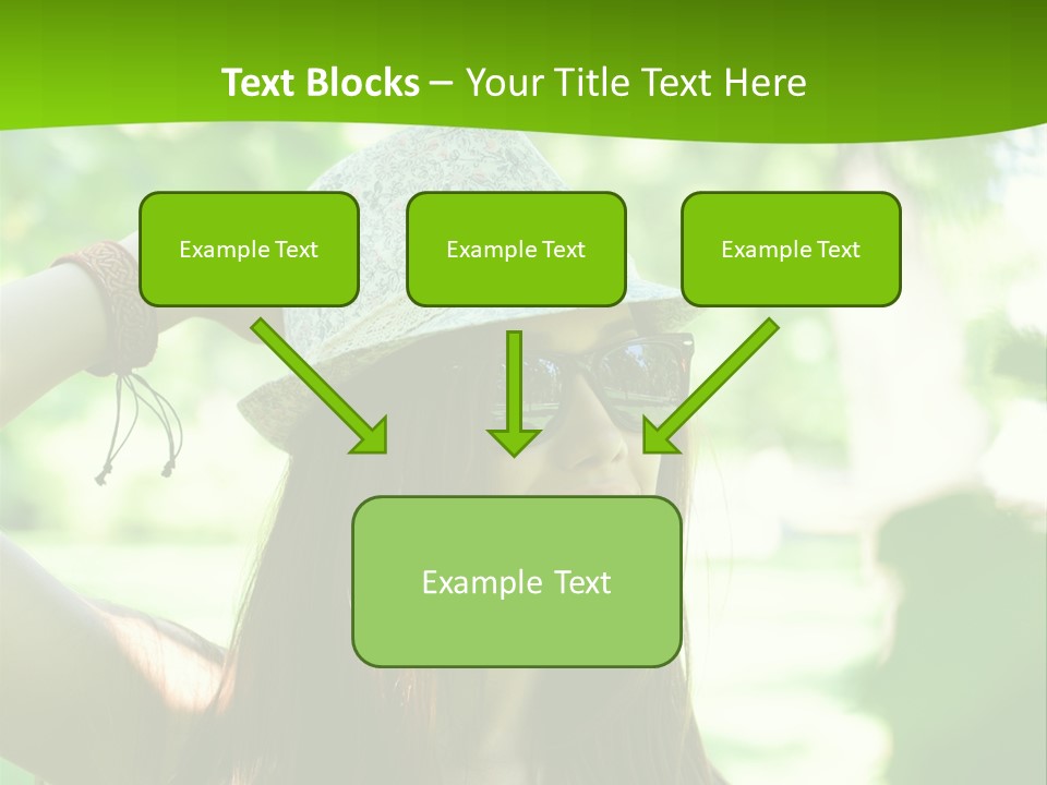 A Woman Wearing Sunglasses And A Hat With A Green Background PowerPoint Template