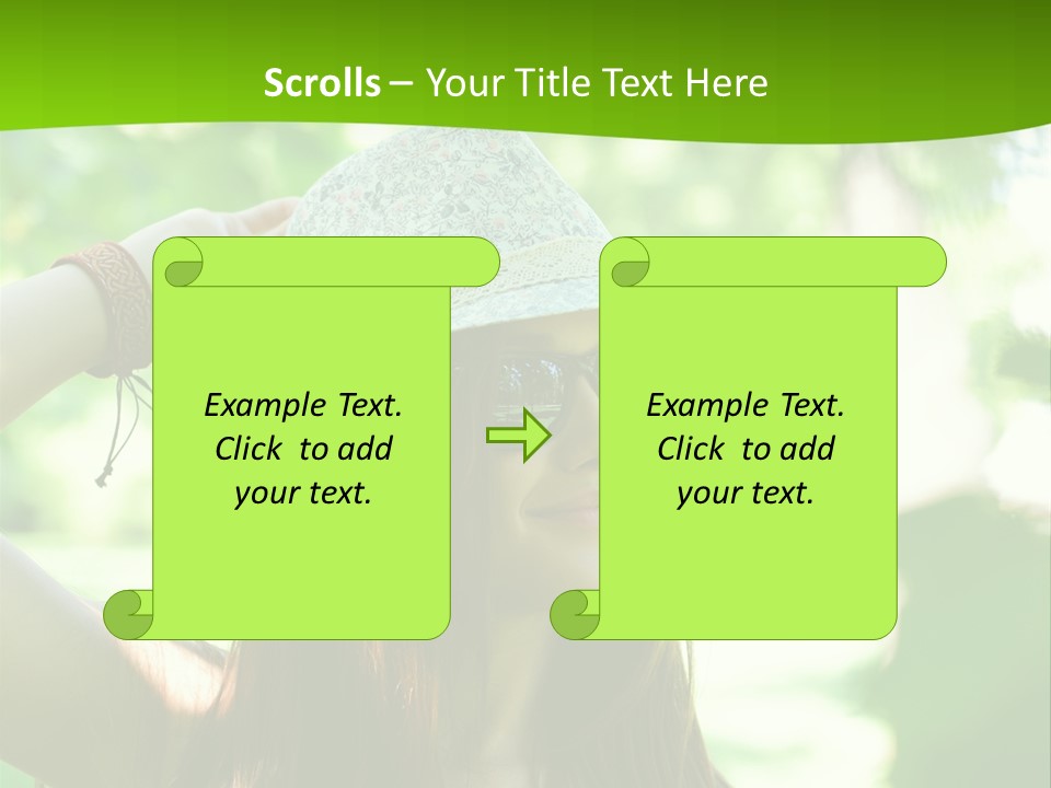 A Woman Wearing Sunglasses And A Hat With A Green Background PowerPoint Template