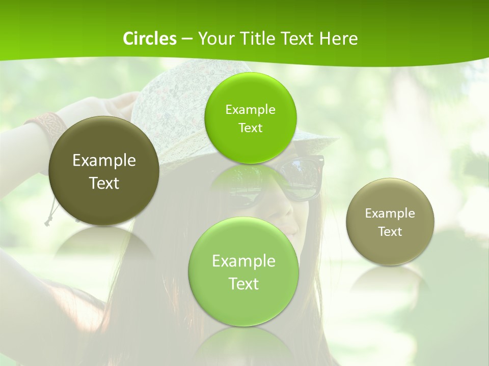 A Woman Wearing Sunglasses And A Hat With A Green Background PowerPoint Template