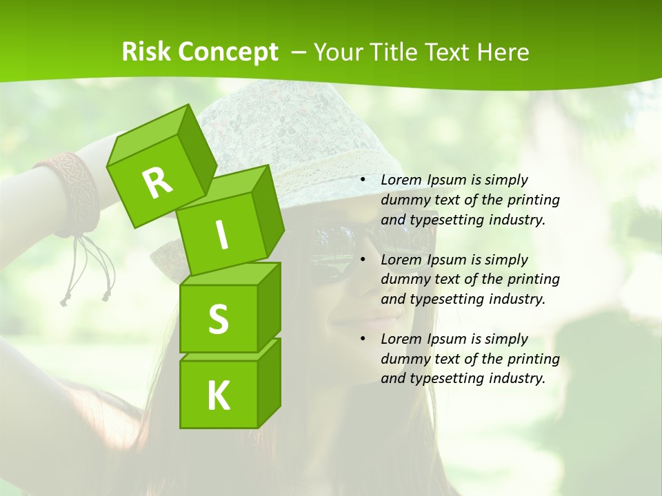 A Woman Wearing Sunglasses And A Hat With A Green Background PowerPoint Template