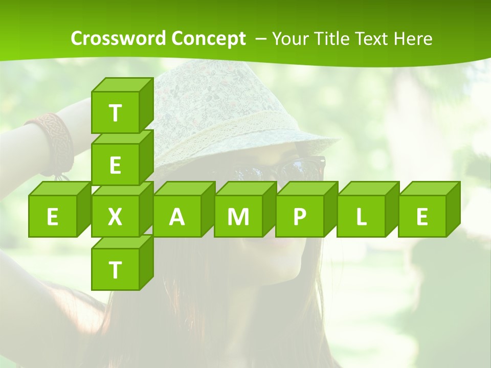 A Woman Wearing Sunglasses And A Hat With A Green Background PowerPoint Template