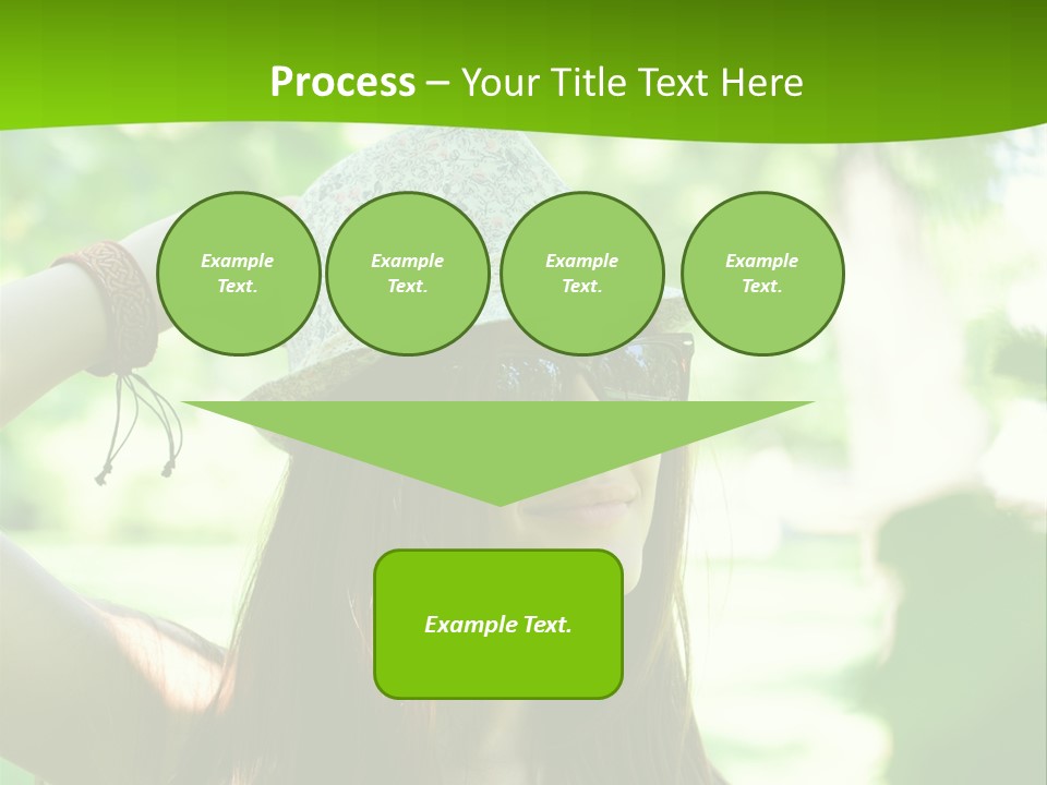 A Woman Wearing Sunglasses And A Hat With A Green Background PowerPoint Template