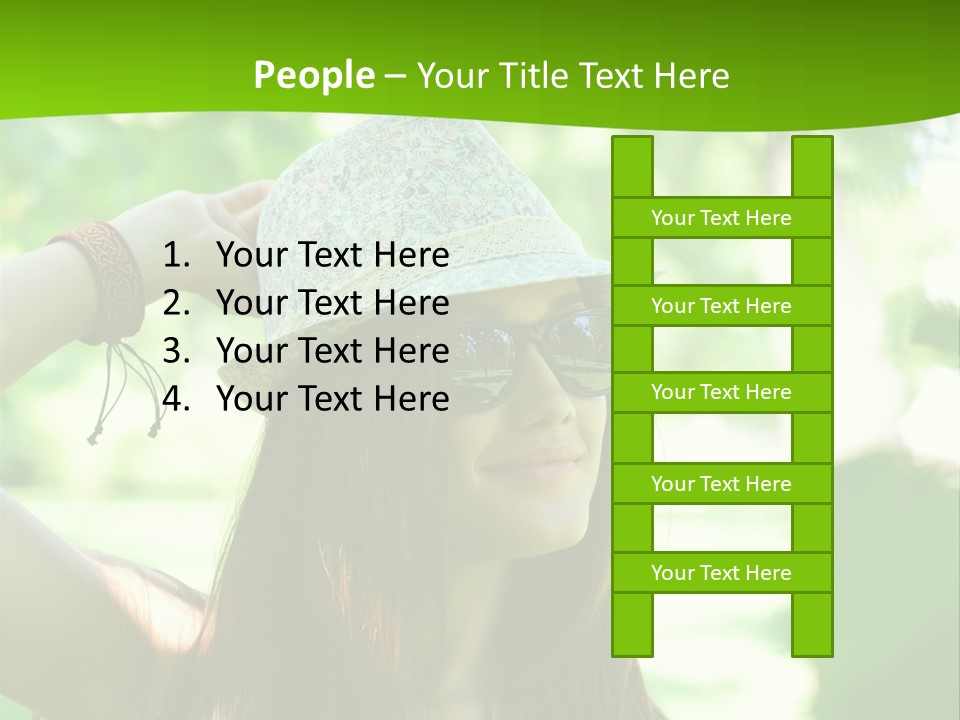 A Woman Wearing Sunglasses And A Hat With A Green Background PowerPoint Template
